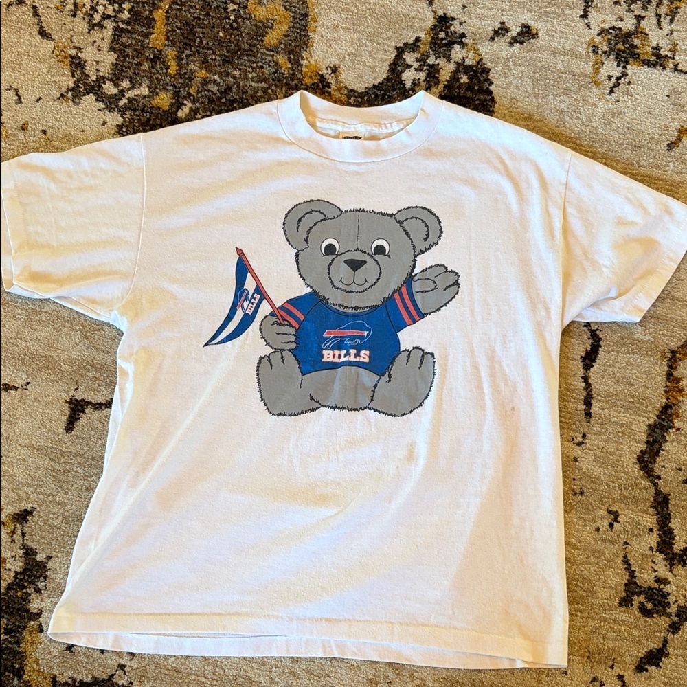 Vintage NFL Buffalo Bills Plush BEAR T-shirt Trench Tag USA XL
